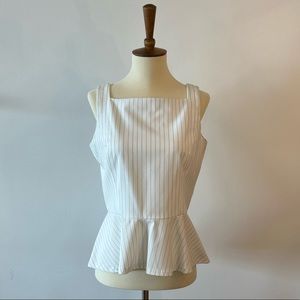 W by Worth White and Black Pinstripe Sleeveless Peplum Top - Size 0